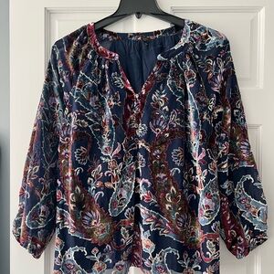 Talbots Navy and Burgundy Floral Blouse from Winter 25